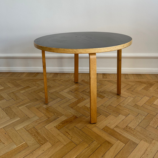 Table 90A, by Alvar Aalto, with black laminat top, for Artek