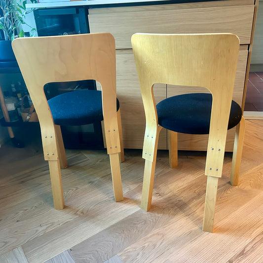 Chair 66 with padded seat by Alvar Aalto for Artek