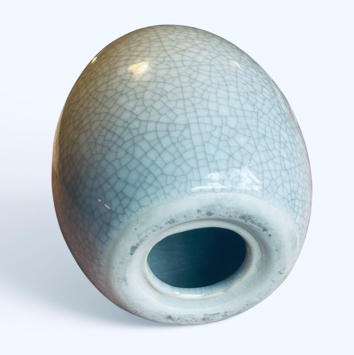 Vintage ceramic crackle glaze egg sculpture