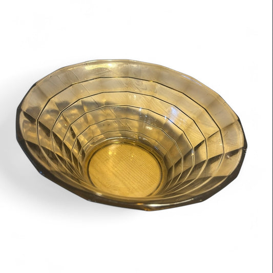 Art Deco bowl in smoked coloured pressed glass by Simon Gate for Orrefors/Sandvik, Sweden