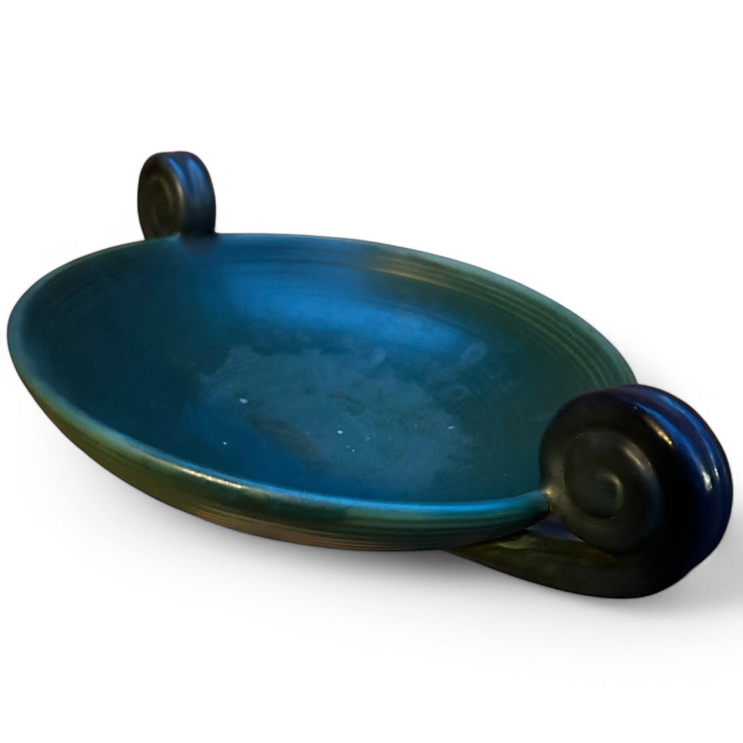 Swedish ceramic deep green Art Deco bowl