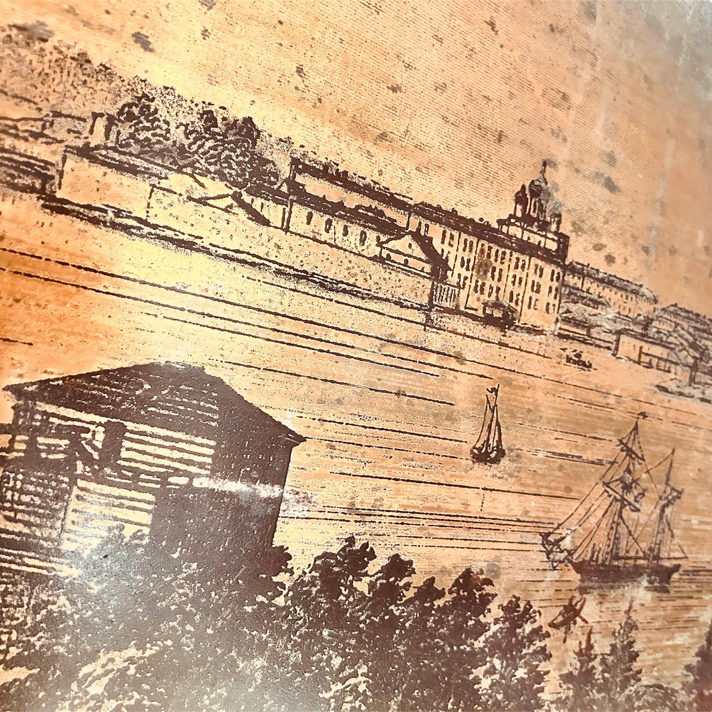 Antique copper plate of Russia's St. Petersburg