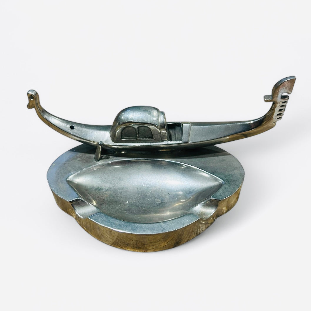 Vintage Venezia Venice Gondola Metal Ashtray Smoking Collectible
