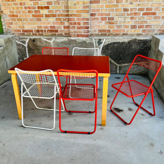 Red linoleum table 80B by Alvar Aalto for Artek