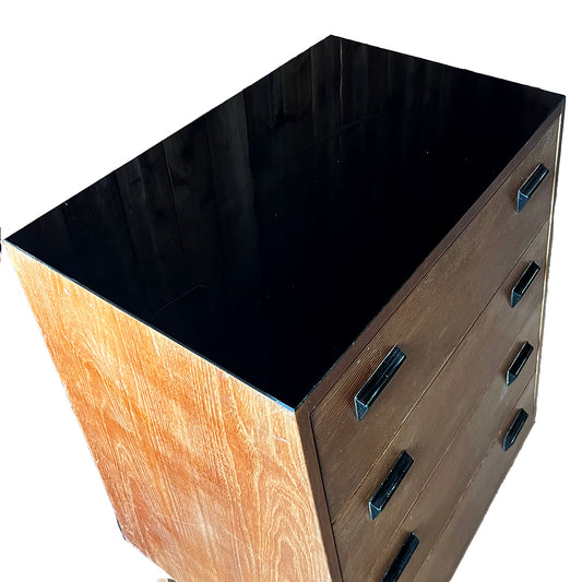 1960s, teak drawer with black laminated top