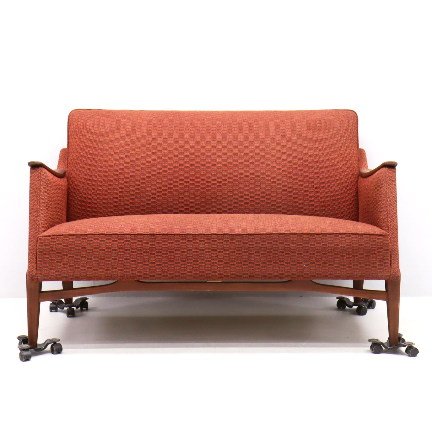 Two seater 1950s sofa with teak details