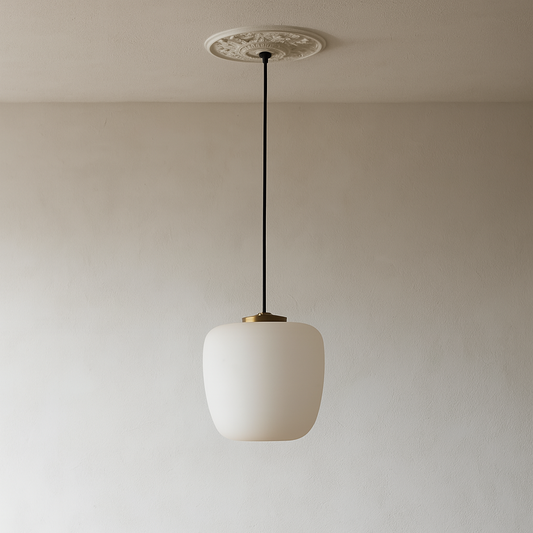 Fog & Mørup pendant lamp with opal glass and brass mounting, 1950s