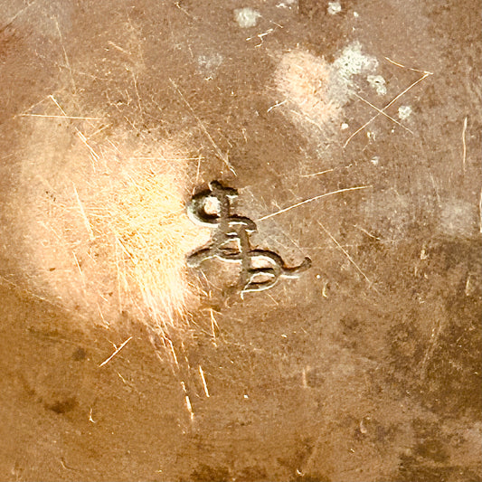 Vintage bronze ashtray with embossed letters NM or WN