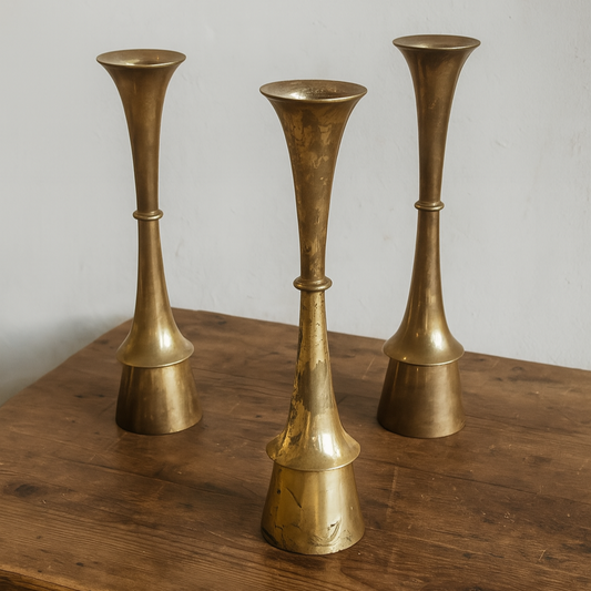 Three Hyslop candle holders in brass from Denmark