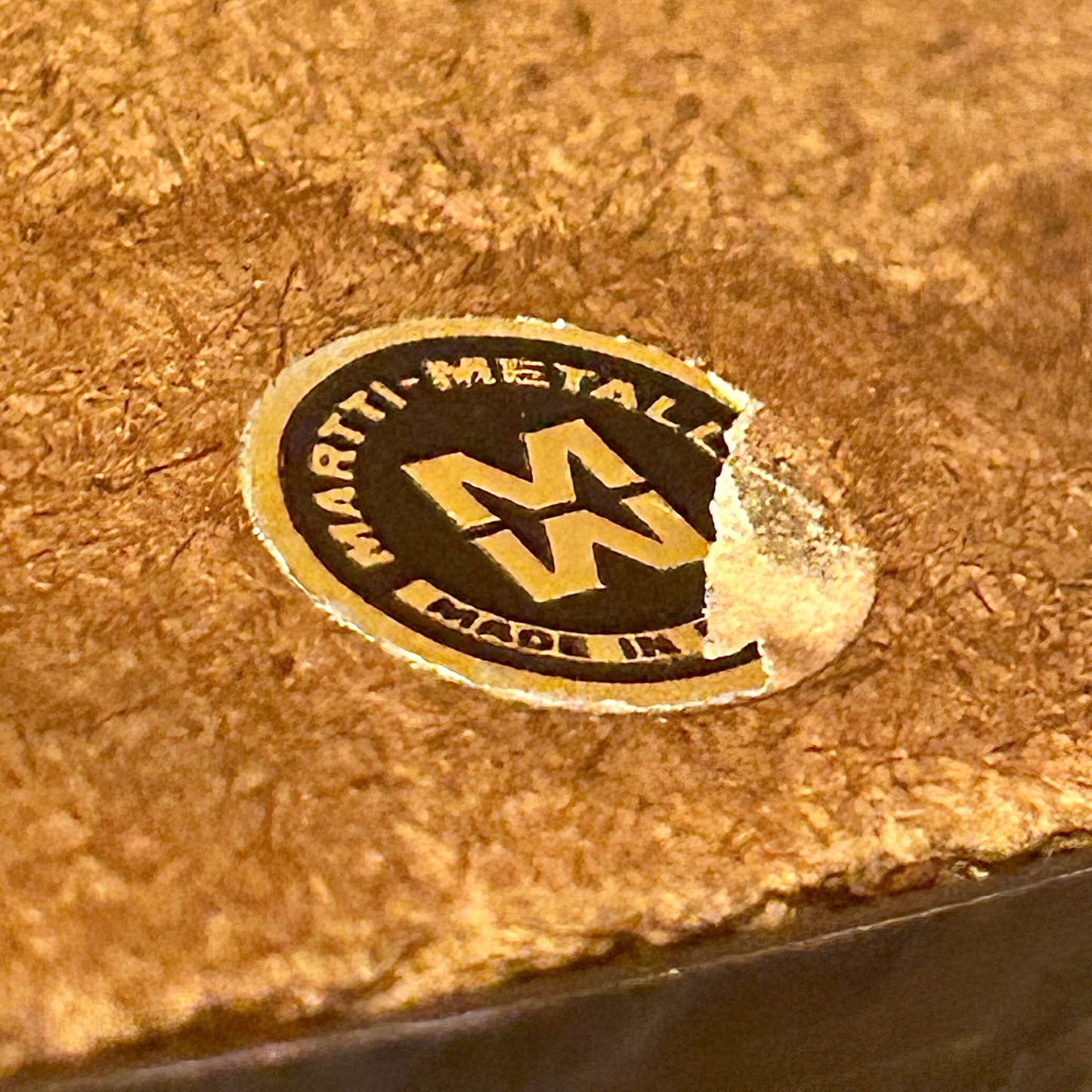 Wall mirror with leather strap by Martti Metalli