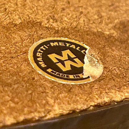 Wall mirror with leather strap by Martti Metalli