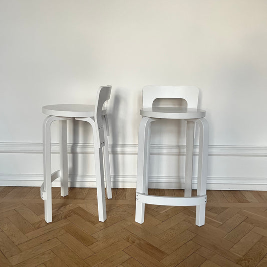 Bar stool K65, lacquered in white, by Alvar Aalto for Artek