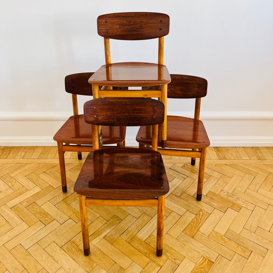 Neat 1960s teak and beech dining chairs from Kvetny & søner stolefabrik