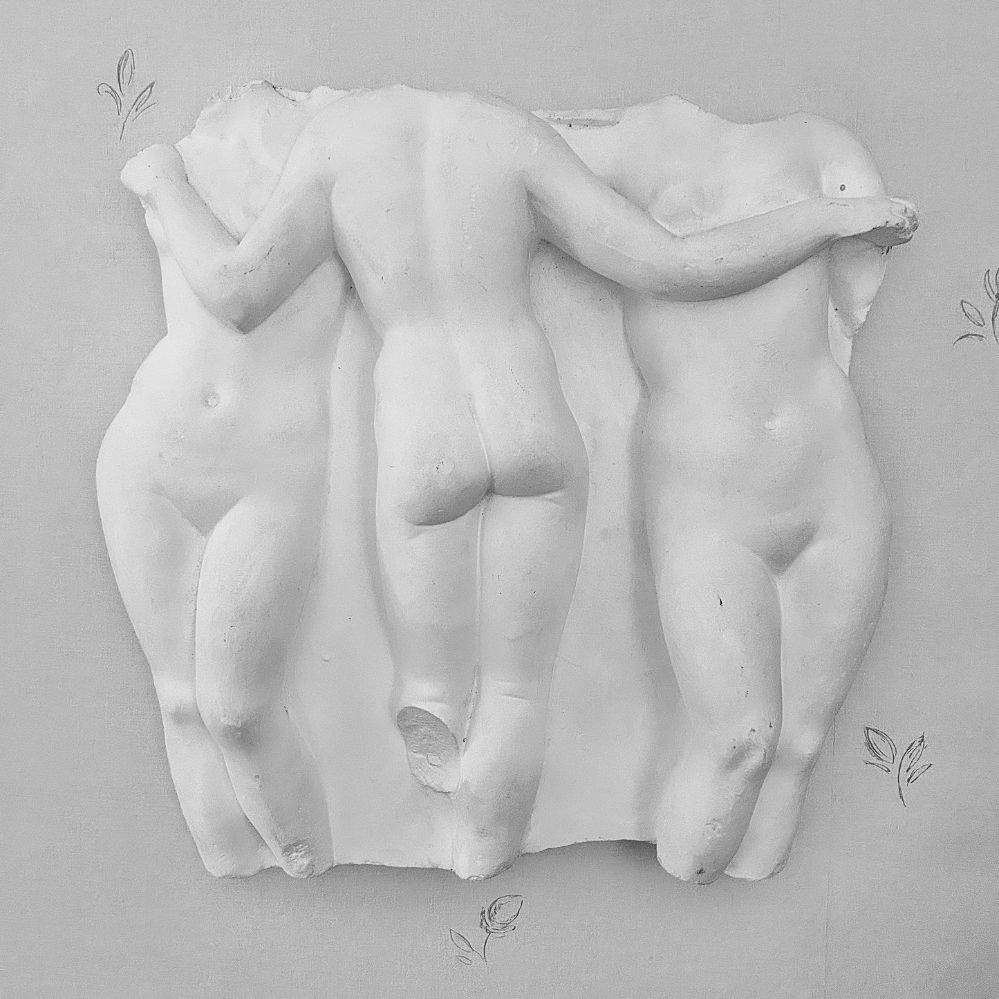 Three Graces plaster wall art – Neoclassical wall sculpture