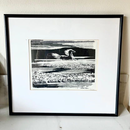 David McKay — Galloping Horse, Linocut/Woodblock Print, 31/70, 1980 — Framed Original Art