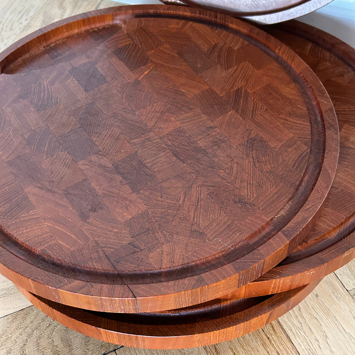 Danish staved teak serving trays from the 1960s