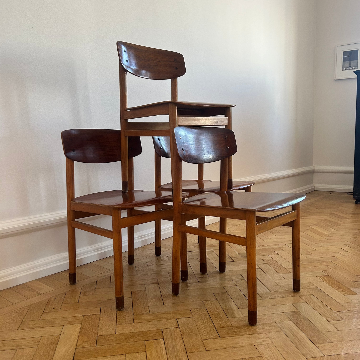 Neat 1960s teak and beech dining chairs from Kvetny & søner stolefabrik