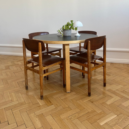 Table 90A, by Alvar Aalto, with black laminat top, for Artek