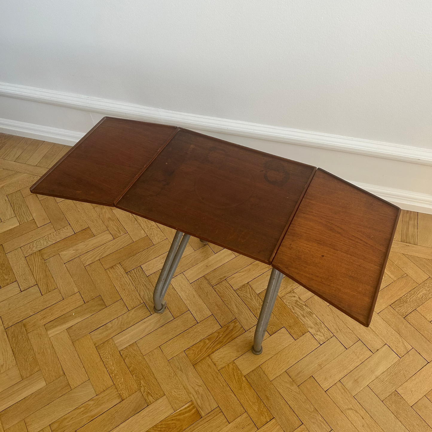 Danish typewriter table with a teak top and metal frame from the 1960s