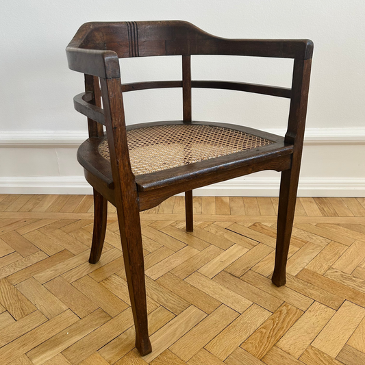 Art Noveau dining chair with woven cane seat from the early 20th century