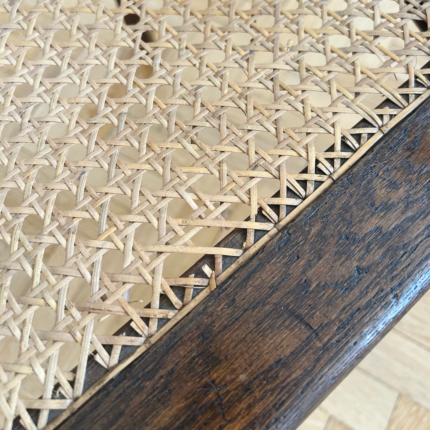 Art Noveau dining chair with woven cane seat from the early 20th century