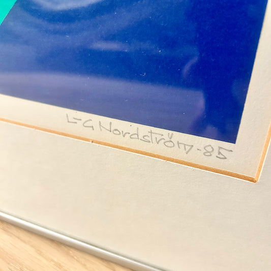 Framed graphic sheet by LG Nordström from 1985 - 18/75