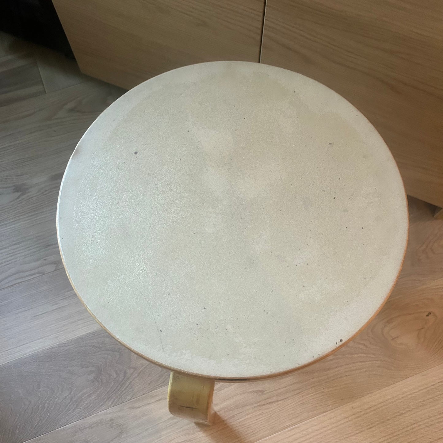 Stool 60 with grey linoleum seat by Alvar Aalto for Artek