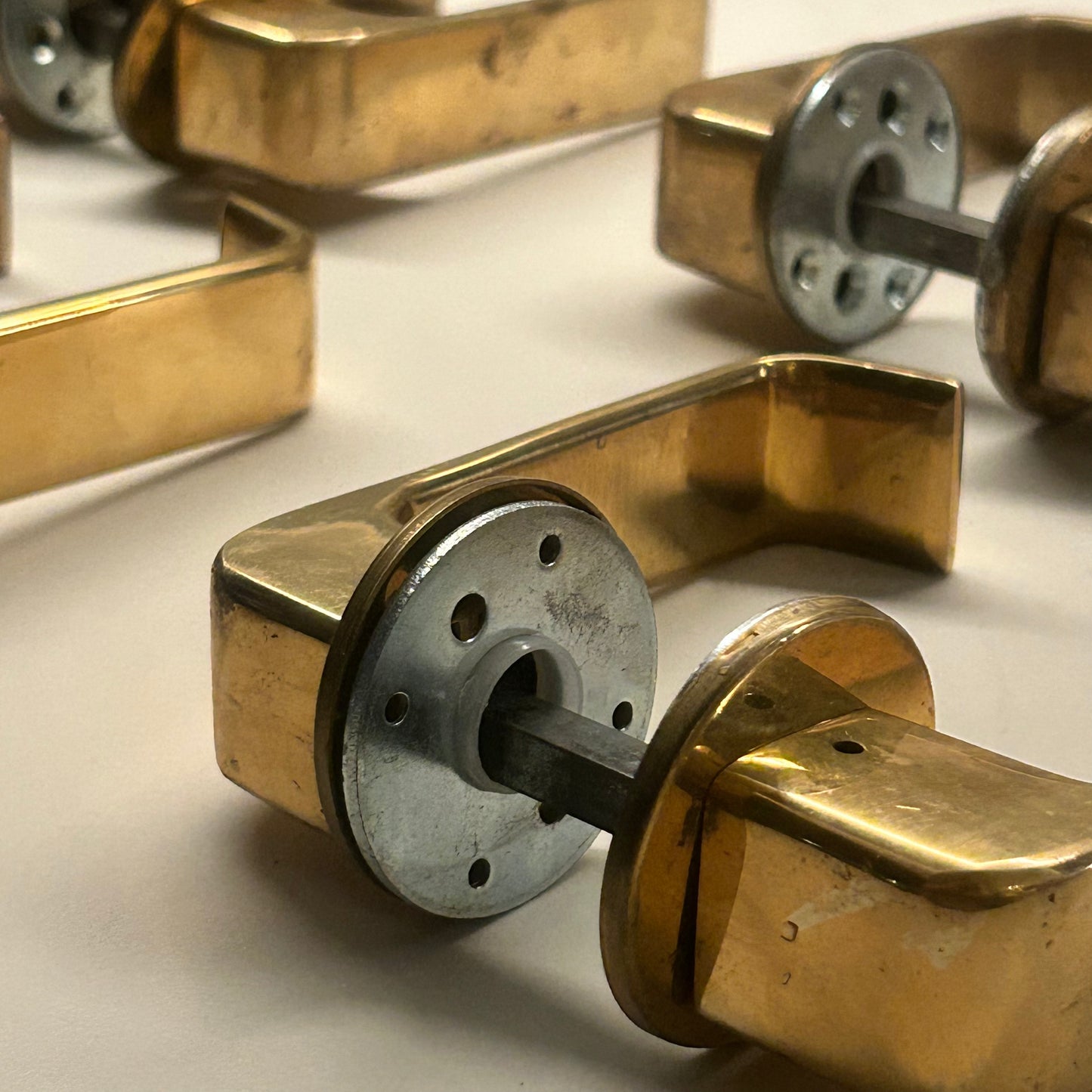 Brass door handles by Timo Sarpaneva for Primo Oy