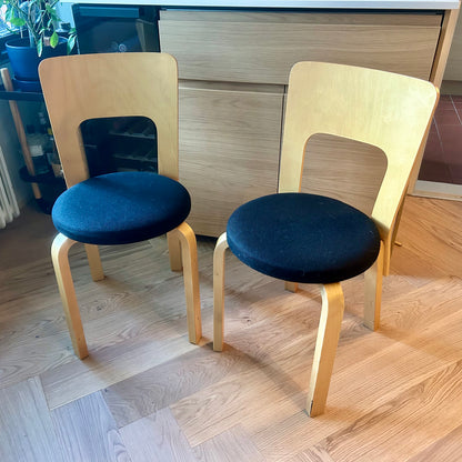 Chair 66 with padded seat by Alvar Aalto for Artek