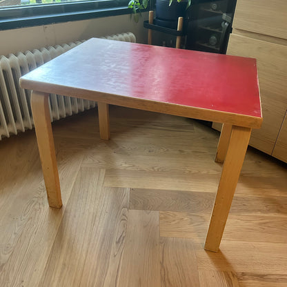 Linoleum table 80C with red top by Alvar Aalto for Artek