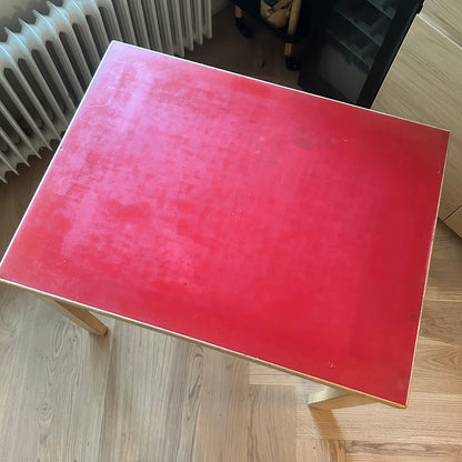 Linoleum table 80C with red top by Alvar Aalto for Artek