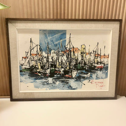 Mediterranean 1960s harbour scene by Bernard Duval