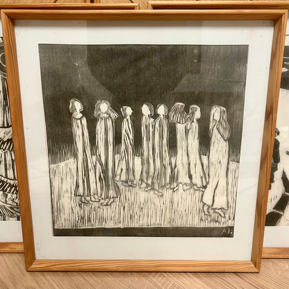 Three framed graphic sheets by Aili Hiukka-Iivarinen