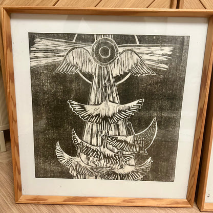 Three framed graphic sheets by Aili Hiukka-Iivarinen