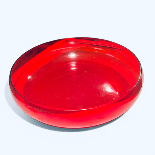 Ruby red 1950s acrylic bowl by Yki Nummi for Sanka