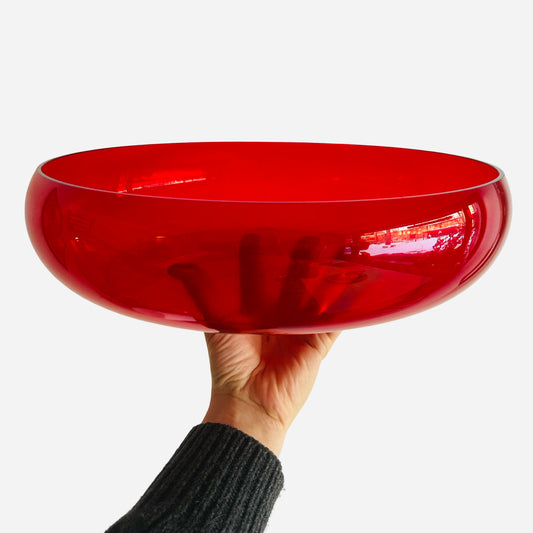 Ruby red 1950s acrylic bowl by Yki Nummi for Sanka