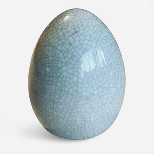 Vintage ceramic crackle glaze egg sculpture
