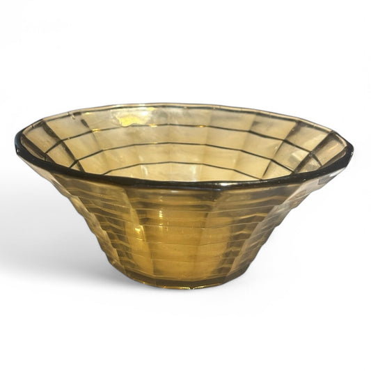 Art Deco bowl in smoked coloured pressed glass by Simon Gate for Orrefors/Sandvik, Sweden