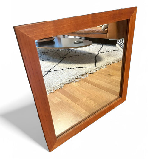 Large teak mirror with corner details from the 1960s