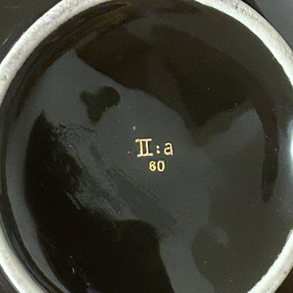 Black and gold Art Deco vase by Arabia Finland from the 1930s