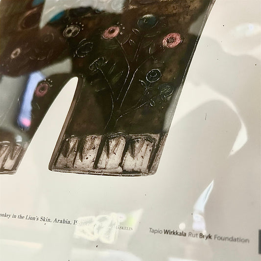 Framed poster of Rut Bruk's ceramic work The Donkey in the Lion's Skin