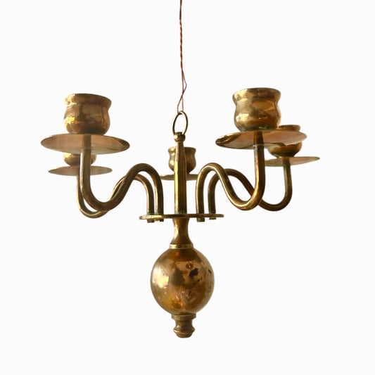 Vintage hanging candelabra in brass from Sweden in the early 1900s