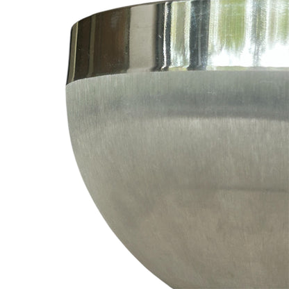 Vintage brushed steel bowl by Seita Steel with SKOP bank logo