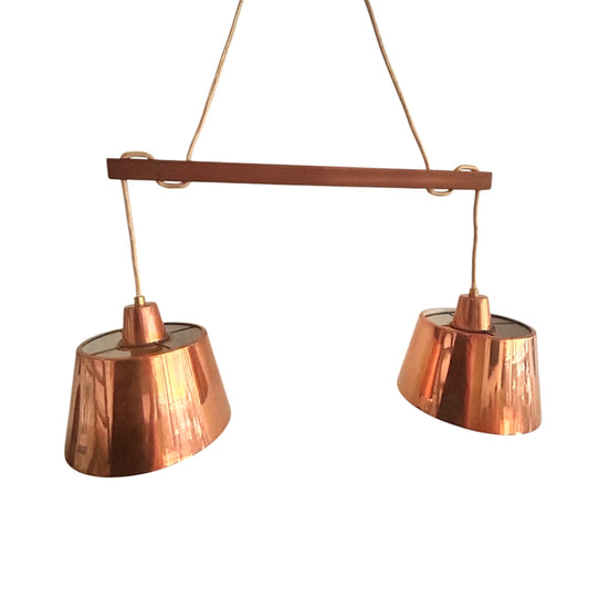 Ceiling light ER122 in copper and teak by Itsu