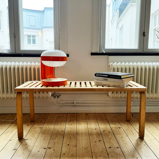 Patinated Alvar Aalto bench 153A by Artek