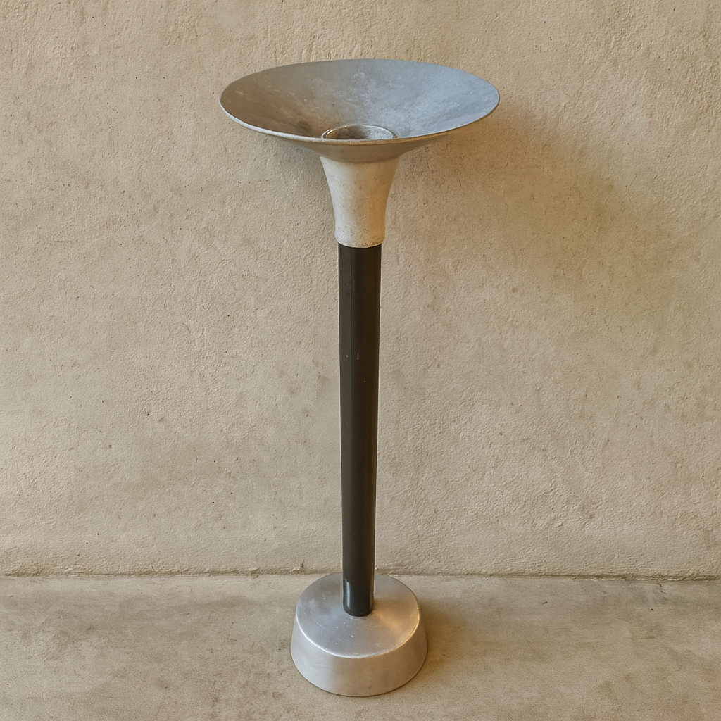 Mid-century ashtray in wood and aluminium