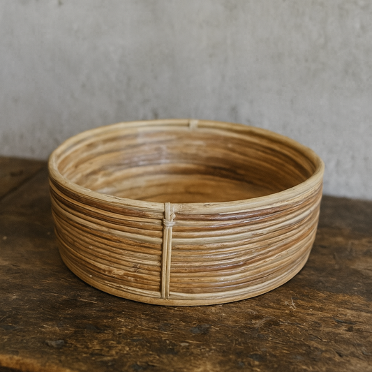 Large Italian rattan bowl from the 1960s